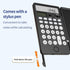 Portable Calculator with Notepad, Basic Calculator with Writing Tablet,12 Digits Large Display Rechargeable Solar Power Desk Calculator for Office, School (Black)