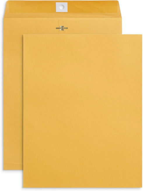 Blue Summit Supplies 100 Pack 10” x 13” Clasp Envelopes with Gummed Seal, Large Kraft Mailing Envelopes for Papers or
