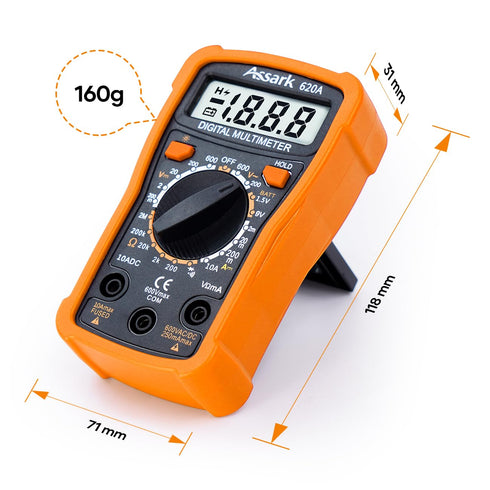 Digital Multimeter Voltage Tester, Assark 2000 Counts, Measures AC DC Voltage, DC Current, Volt Ohm Amp, Backlit LCD