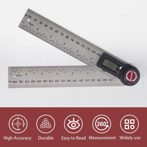 GemRed Digital Angle Finder Tool, 2 in 1 Angle Gauge, 7inch/200mm Stainless Steel Protractor