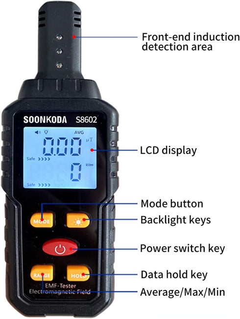 3 in 1 EMF Meter, Electromagnetic Field Radiation Detector, EMF Tester with Sound Light Alarm for Home