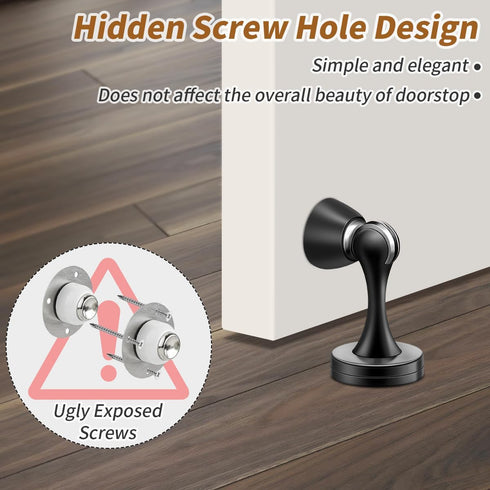 KOLAKO Magnetic Door Stops, Stainless Steel Door Stopper, Brushed Satin Nickel Wall Floor Mounted Holder for Home