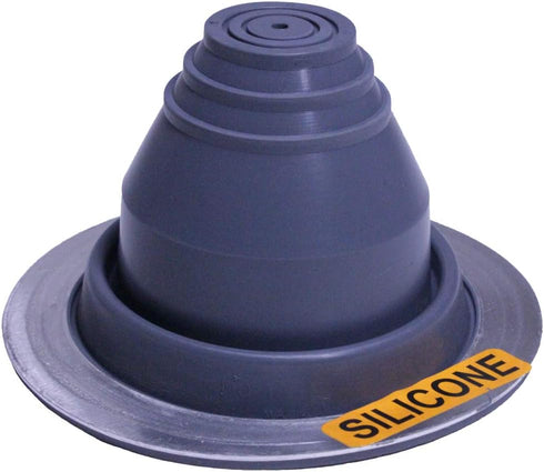 #1 Silicone Grey High Temp Flexible Roof Jack Pipe Boot, Metal Roofing Pipe Flashing (Pipe OD 1/4" to 2") - USA Made
