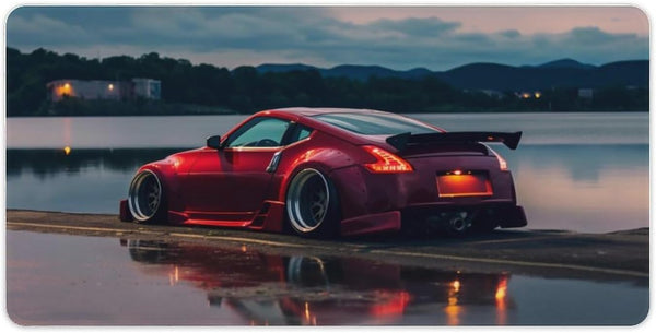 Large Gaming Mouse Pad 370z Red Sport Car Jdm Sunset Reflection, Extended Desk Mat 23.6 x 11.8 inch