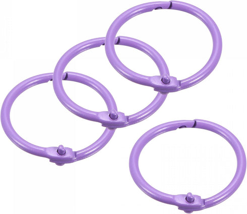 uxcell 30mm/1.2 inch Loose-Leaf Binder Rings, Metal Book Ring Key Holder, Purple, 4 Pack for Home Office Supplies