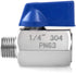 2 Pack 1/4" 304 QWORK Mini Ball Valve, NPT Thread Female and Male Stainless Steel Shut-Off Valves