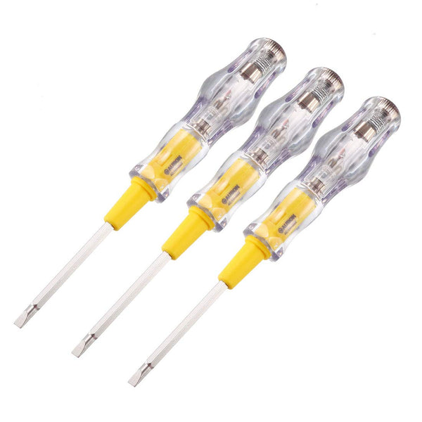 uxcell AC 100-500V Voltage Tester with 3.5mm Slotted Phillips Screwdriver, Clear and Yellow, Pack of 3