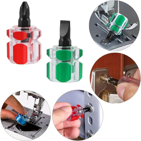 6PCS Mini Stubby Screwdriver Set, Small Flat Head & Short Phillips 2-in-1 Tool for Sewing Machine Repair