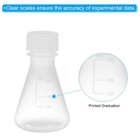 PATIKIL Erlenmeyer Flask, 3 Pcs 50ml 125ml 250ml Narrow Mouth Graduated Plastic Flasks for Lab Chemistry Study