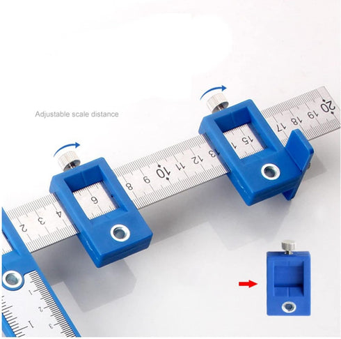 Cabinet Hardware Jig Tool, Drill Guide Sleeve Template for Imperial & Metric, ABS Aluminum Wood Drilling Dowel Ruler