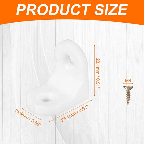 20pcs 0.7"x0.9" (16.6x23.1mm) 90 HARFINGTON Plastic l Brackets Small Round l Shape Bracket Degree Right Angle Corner