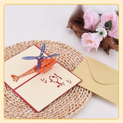 Yreamont 3D Helicopter Pop up Card for Grandson Granddaughter Trip Announcement Cards for Daughter Son Navy Helicopter