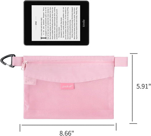 pack all Water-resistant Material Zipper Pouch, Mesh Zipper Bags for Storage, Travel, Office (Pink, Small)