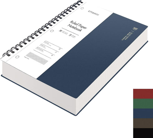 EMSHOI A4 Spiral Notebook, College Ruled, 300 Pages/150 Easy Tear Perforated Sheets, 3-Hole Punched, 100gsm Thick