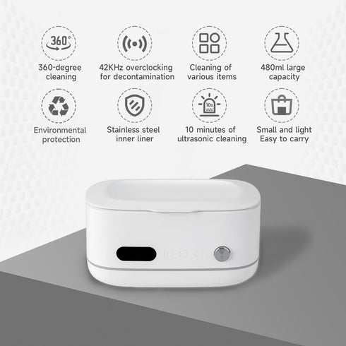 Generic 480ML Powerful Ultrasonic Cleaner for Jewelry, Eyeglasses, Watch & Brushes, Stainless Steel Tank, Portable