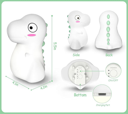 7 Dinosaur Night Light for Kids, Cute Silicone Night Light, Adjustable Color Breathing Dinosaur Lamp, Rechargeable USB