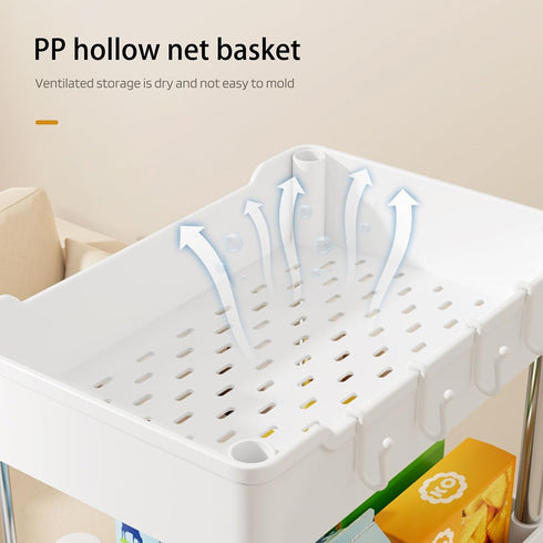 4-Layers Storage Rack Multi-functional Storage Cart Utility Rolling Storage Cart Trolley with Lockable Wheels Large