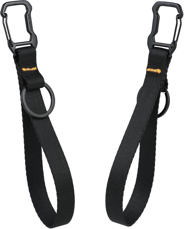 DELSWIN Heavy Duty Wristlet Keychain Lanyards with Carabiner and Key Ring - Black