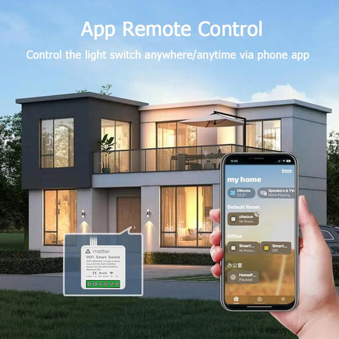 Matter Smart Switch, 16A Mini WiFi Relay Module, DIY Wireless Light Switch, Timer & Schedule, Compatible with Home