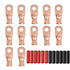 12PCS 2x5/16 Copper Ring Terminal Connectors, 2 AWG Heavy Duty Battery Cable Ends with 12 PCS Heat Shrink Tubing