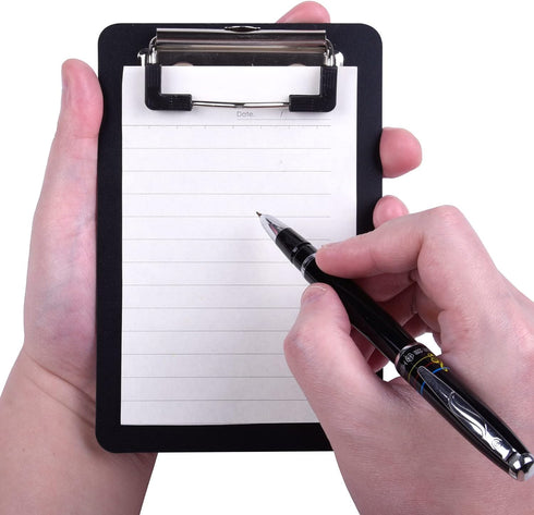 Mini Clipboard, Wisdompro 2 Pack 4" x 6" Small Clip Boards for Notepads, Memo Size, Pocket Lists (Black, Blue)