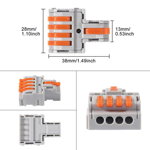 AITRIP 10Pcs Lever Wire Connectors, DIY Mini Quick Terminal Block Compact Splice Electrical Connectors, 1 in 4 Out 24-12 AWG
