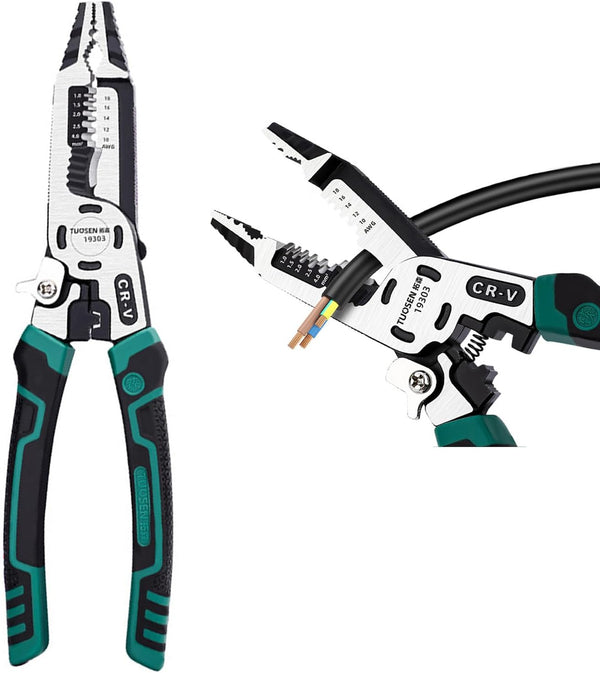 10-in-1 Wire Stripper Tool, Multifunctional Plier with Wire Stripper, Crimper, Side Cutter for Electric Cable