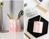 WAVEYU Pink Pen Holder for Girls, Marble Ceramic Pencil Cup, Desk Organizer Decor for Graduates, Makeup Brush Holder