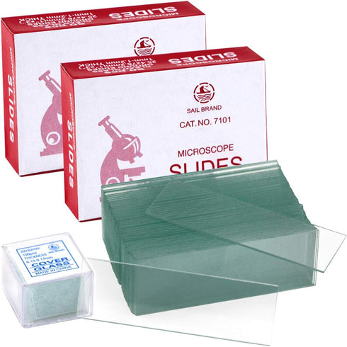 100PCS Clear Transparent Blank Microscope Slides and 100PCS Square Coverslips Cover Glass (22mm x 22mm)