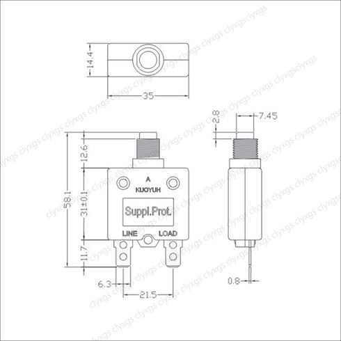 Thermal Circuit Breaker 40Amp Push Button Manual Reset 32V DC 125/250VAC 50/60Hz, 2Pcs with Waterproof Cap