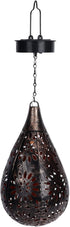 Zerodis Solar Porch Decorative Light Hanging Solar Light Hollow Iron Pattern Auto On Off Powered Outdoor Chandelier