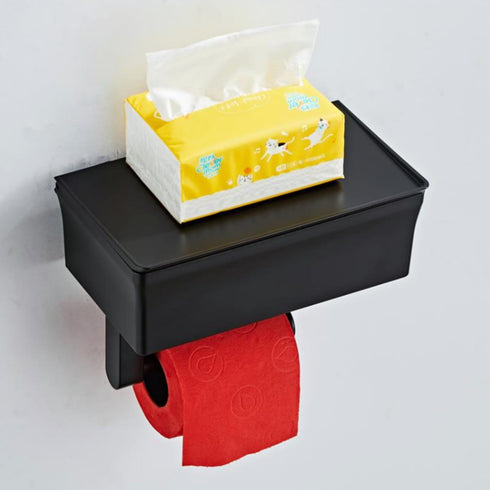 YWHWXB Toilet Paper Holder with Shelf and Storage Cabinet,Wall Mounted Toilet Tissue Holder,Plastic Toilet Paper Roll
