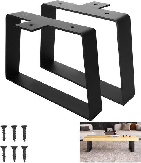 WOPPLXY 2 Pcs 6 Inch Metal Table Legs, Black Furniture Legs, Trapezoid