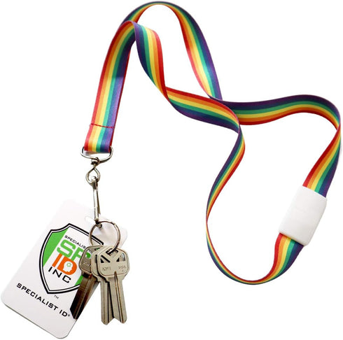 Specialist ID 2 Pack Rainbow Lanyard with Breakaway, Cute Neck Strap Keychain for Badge Holder and Keys