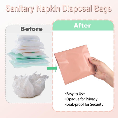 100 10.6 5.9 Inch PCS Sanitary Napkin Disposal Bags, Feminine Hygiene Disposal Bags for Tampons and Pads, Block Odors