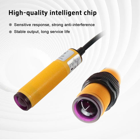 M18 Infrared Photoelectric Switch Sensor NPN NO, Easy to Install with 5M Detection Range DC 6-36V