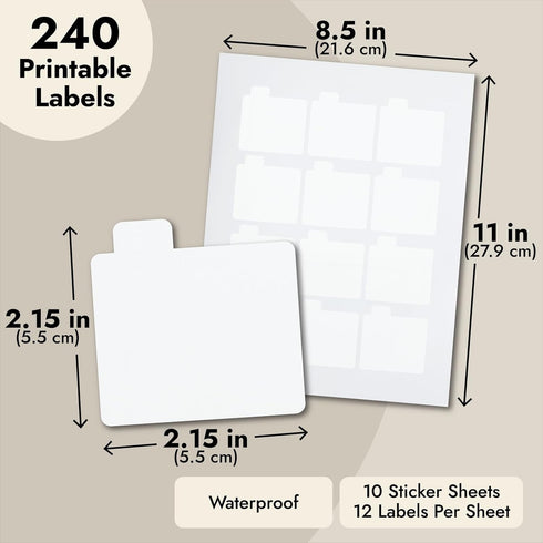 Paper Junkie 240 Pack Printable Lip Balm Labels for Tubes - Customizable Stickers for Containers (20 Sheets, 2.15x2.15