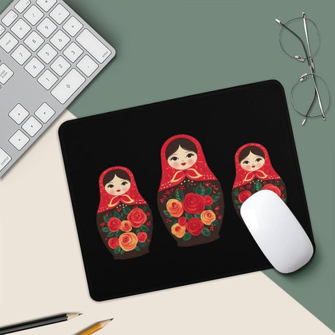Generic Russian Nesting Dolls Funny Gaming Mousepad with Stitched Edges Rubber Base Computer Desk Mat for Laptop Office