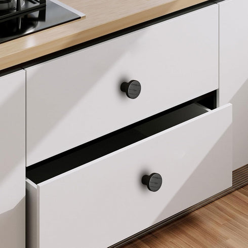 Set 2 of Natural Walnut Wood Round Cabinet Door Handles - Stylish Knobs for Home Decor