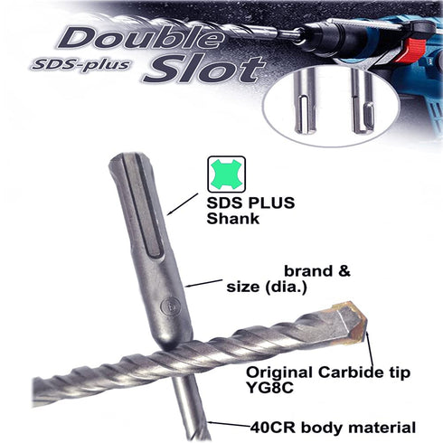 SDS Plus Hammer Drill Bit 3Pcs 5/16 in. x 6 in. for Masonry Concrete Rock