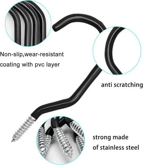 6PCS Black Heavy Duty Bike Storage Hooks Bicycle Wall Mounted Hooks Large Screw Hooks for Wall,Ceiling by Scartink