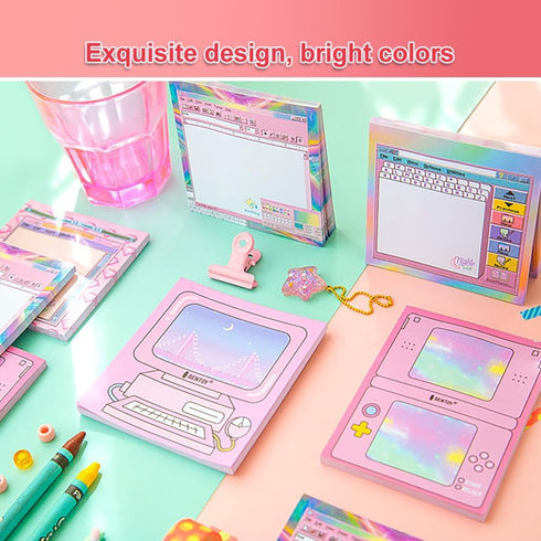 KOOBOOK Kawaii Planner Notebook - Cute Memo Pads with Computer Game Shape Design, 5 Styles, 50 Sheets/Pad