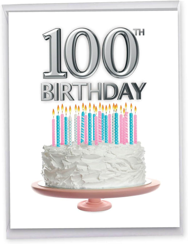 The Best Card Company 100th Birthday Card with Envelope (8.5 x 11 Inch) - Big Stationery Greeting for 100 Years Old