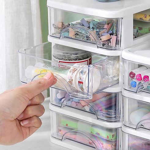 Desktop Drawer Organizer for Office Supplies - Plastic Storage Container with 5 Drawers for Stationery, Art Craft