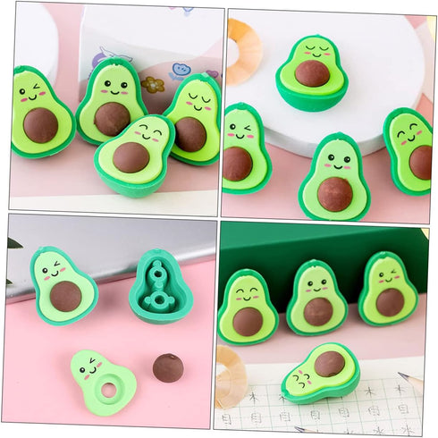 Ciieeo 108 Pcs Adorable Avocado Erasers - Cartoon Rubber Kids Erasers for Toddlers, Basket Stuffer