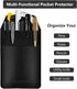 Pen Pocket Protector, 2 Pieces PU Leather Pocket Pen Holder Organizer for Shirts, Lab Coats, Multi-Purpose (Black)
