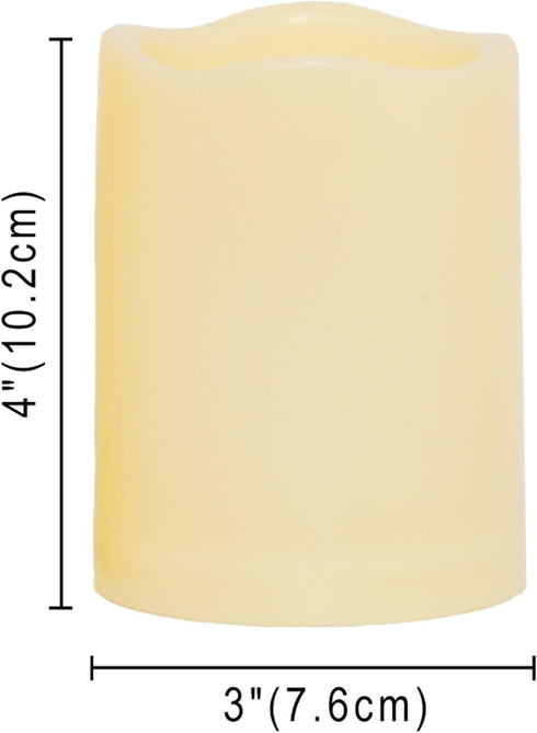 2 3" x4" PCS Waterproof Outdoor Battery Operated Flameless LED Pillar Candles with Timer Flickering Plastic Resin
