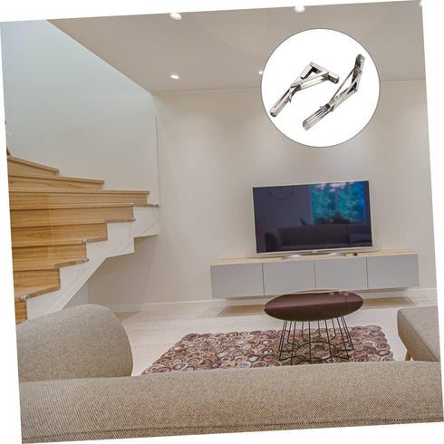 2pcs LALAFINA Stainless Steel Folding Triangle Brackets Heavy Duty Wall Mounted Shelf Support for Shelves Benches