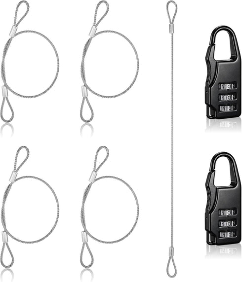 Fyntave 5 Pack Security Cables Luggage Lock Safety Cable Silver Security Cables with