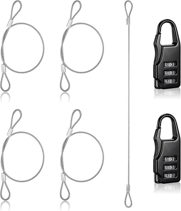 Fyntave 5 Pack Security Cables Luggage Lock Safety Cable Silver Security Cables with